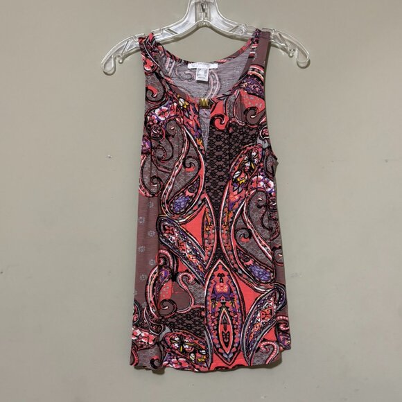 Lascana for Venus Womens Paisley Multicolored Key Hole Neck Shirt Top Small - Picture 1 of 4